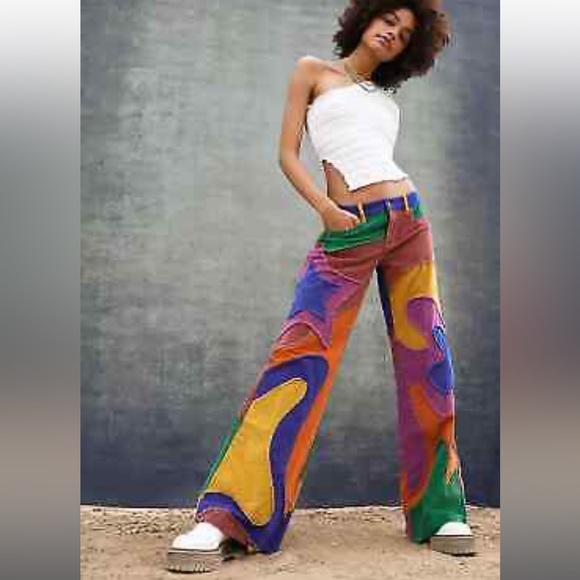 HP 🍭[ FP ] Supernova Cord Jeans in Rainbow Road Corduroy Bell Bottoms - Picture 2 of 16